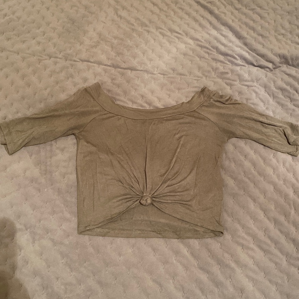 Army green crop top